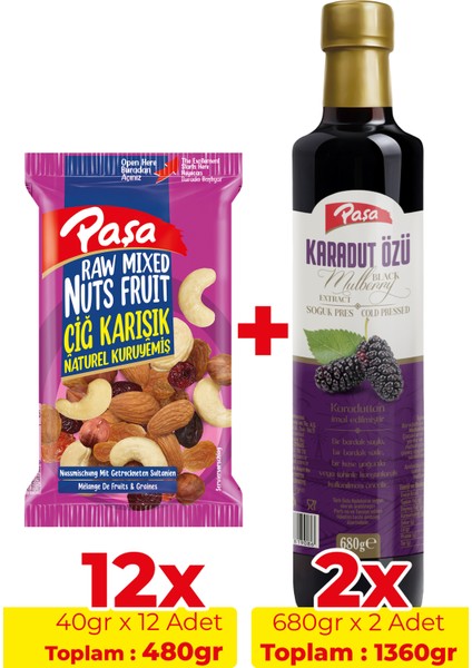 Karadut Özü & Çiğ Karışık Kuruyemiş Seti – Paşa Lezzet Ikilisi