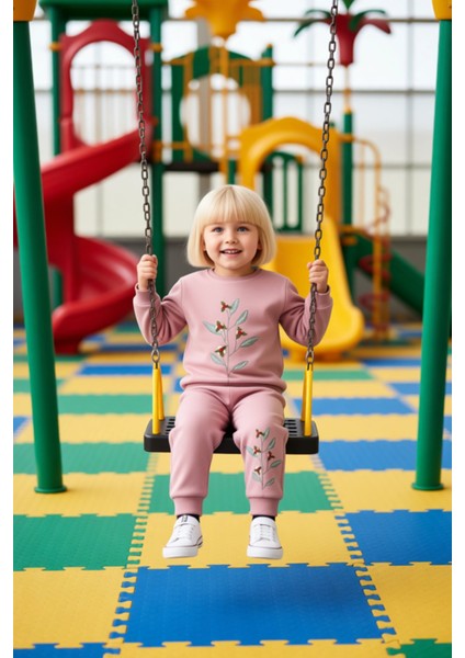 Kız Çocuk Pamuklu Örme Takım Çiçek Bahçesi Temalı Konforlu Giyim Kaliteli Şık Rahat fiyatları