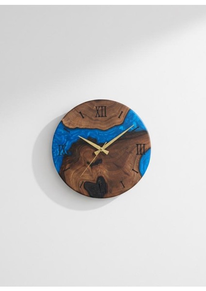 Modern Ahşap Epoksi Saat Ceviz