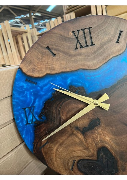 Modern Ahşap Epoksi Saat Ceviz modelleri