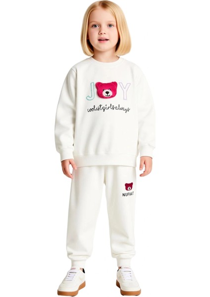 Kız Çocuk Konforlu Ayıcık Temalı Pamuklu Ince Eşofman Takımı Kaliteli Şık Rahat