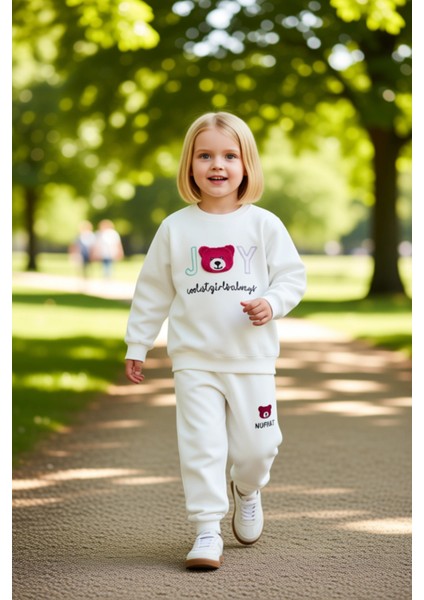 Kız Çocuk Konforlu Ayıcık Temalı Pamuklu Ince Eşofman Takımı Kaliteli Şık Rahat fırsatları