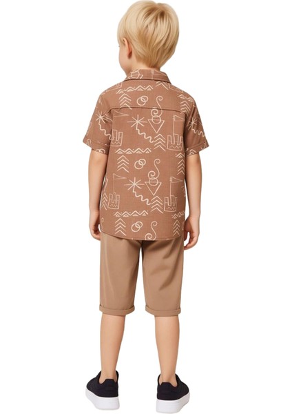 Erkek Çocuk Pamuklu Gömlek ve Pantolon Seti Yazın Enerjisi ve Doğanın Neşesi Kaliteli Şık Rahat indirimleri