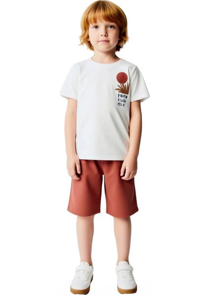 Erkek Çocuk Pamuklu Tişört ve Şort Takımı Oyun Zamanı Için Ideal Kaliteli Şık Rahat