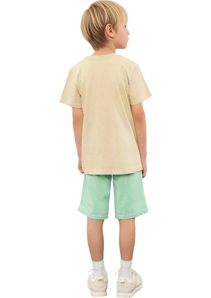 Erkek Çocuk Pamuklu Baskılı Tişört ve Şort Takımı Kaliteli Şık Rahat Günlük indirimleri