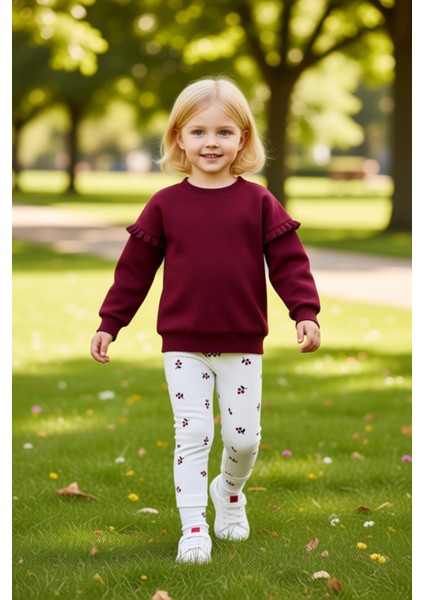 Kız Çocuk Örme Sweatshirt ve Tayt Seti Sevimli Baskılarla Günlük Şıklık Kaliteli Şık Rahat fırsatları