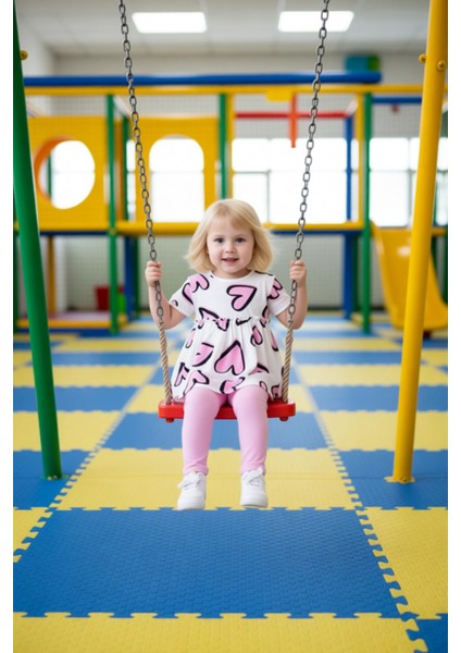 Kız Çocuk Kalp Baskılı Pamuklu Örme Üst ve Esnek Tayt Ikili Set Kaliteli Şık Rahat fiyatları