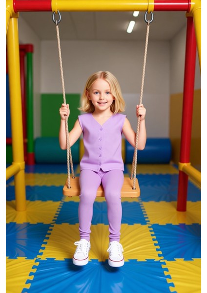 Kız Çocuk V Yaka Düğmeli Fitilli Yelek ve Esnek Tayt Seti Kaliteli Şık Rahat Günlük fiyatları