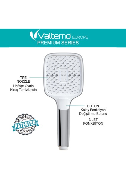 | Valtemo Butonlu, Jet Fonksiyonlu, Büyük Boy El Duşu indirimleri