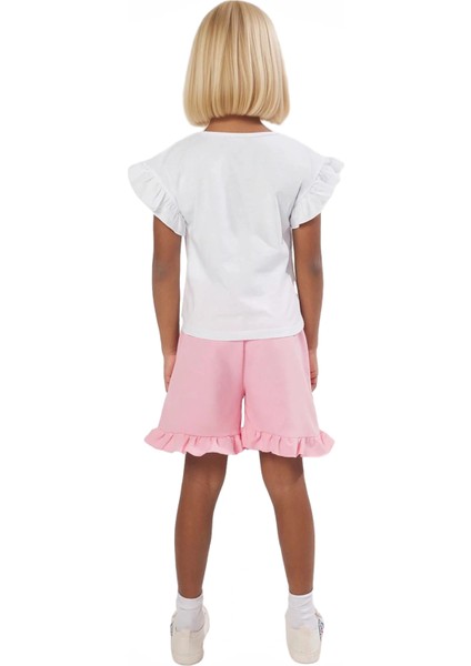 Kız Çocuk Pamuklu Nakışlı Üst ve Fırfırlı Şort Ikili Takım Kaliteli Şık Rahat indirimleri