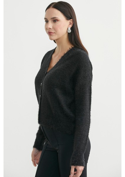 Pamuklu Yumoş Triko Hırka - Siyah modelleri