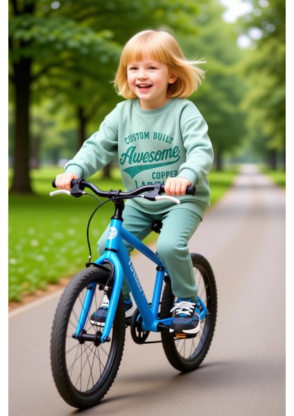 Kız Çocuk Slogan Baskılı Polar Sweatshirt ve Esnek Tayt Ikili Takım Kaliteli Şık Rahat modelleri