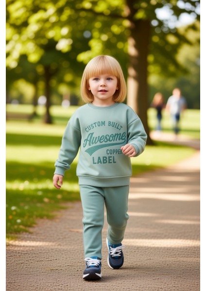 Kız Çocuk Slogan Baskılı Polar Sweatshirt ve Esnek Tayt Ikili Takım Kaliteli Şık Rahat fırsatları