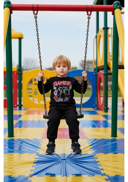 Genç Erkek Oyuncu Grafikli Bisiklet Yaka Sweatshirt ve Kargo Cepli Pantolon Seti Kaliteli Şık fiyatları