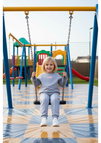 Kız Çocuk Pamuk Karışımlı Oversize Kalp Desenli Iki Parça Set Kaliteli Şık Rahat fiyatları