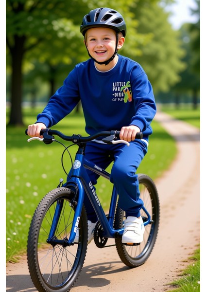 Kız Çocuk Pamuklu Örme Bisiklet Yaka Tropikal Baskılı Takım Kaliteli Şık Rahat modelleri