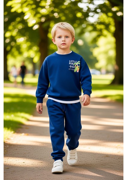 Kız Çocuk Pamuklu Örme Bisiklet Yaka Tropikal Baskılı Takım Kaliteli Şık Rahat fırsatları