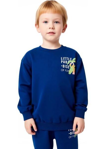 Kız Çocuk Pamuklu Örme Bisiklet Yaka Tropikal Baskılı Takım Kaliteli Şık Rahat indirimleri