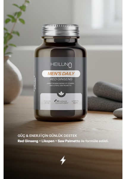 Men’s Daily Multivitamin 60 Kapsül – Enerji ve Güç Desteği - Red Ginseng, Likopen & Saw Palmetto modelleri
