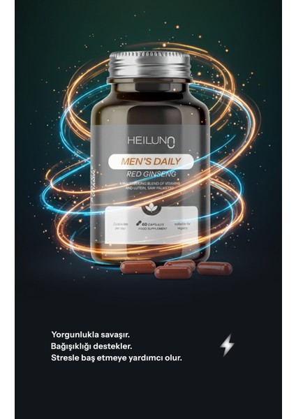 Men’s Daily Multivitamin 60 Kapsül – Enerji ve Güç Desteği - Red Ginseng, Likopen & Saw Palmetto fırsatları