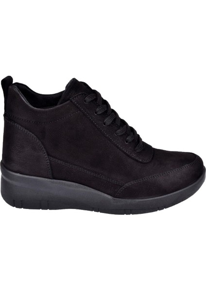 Hakiki Deri Dolgu Taban Nubuk Kadın Bot BEE-375 Siyah Nubuk fiyatları