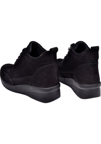 Hakiki Deri Dolgu Taban Nubuk Kadın Bot BEE-375 Siyah Nubuk indirimleri