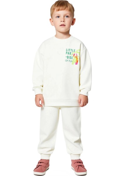 Kız Çocuk Pamuklu Örme Bisiklet Yaka Tropikal Baskılı Takım Kaliteli Şık Rahat indirimleri