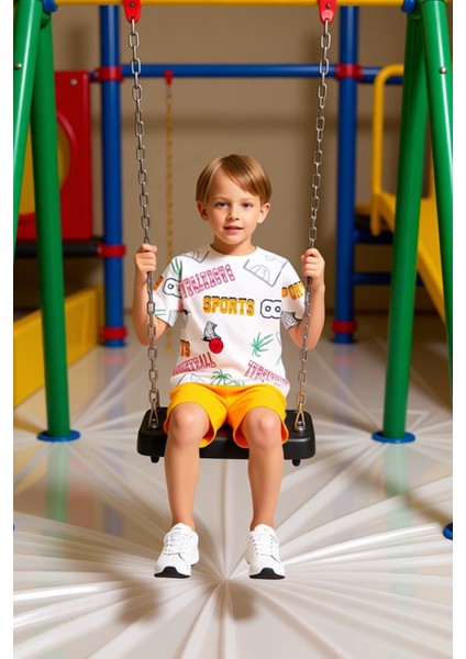 Erkek Çocuk Pamuklu Grafik Baskılı Tişört ve Şort Ikili Takım Kaliteli Şık Rahat fiyatları