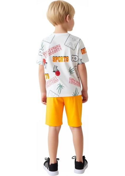 Erkek Çocuk Pamuklu Grafik Baskılı Tişört ve Şort Ikili Takım Kaliteli Şık Rahat indirimleri