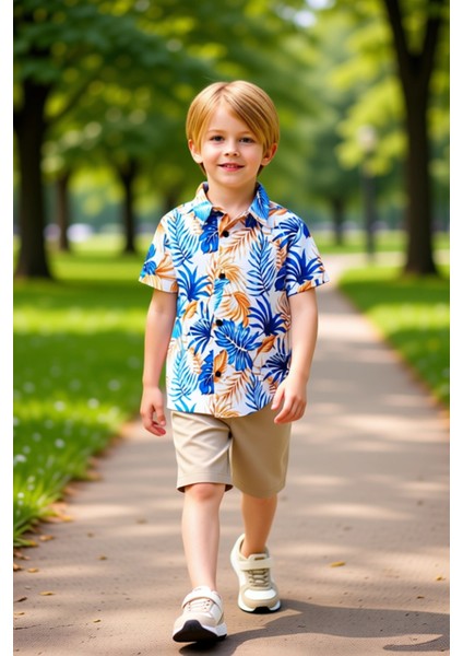 Erkek Çocuk Poplin Gömlek ve Şort Seti Günlük Şıklık ve Konfor Kaliteli Şık Rahat fırsatları