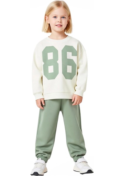 Genç Kız Pamuklu Oversize Sweatshirt ve Eşofman Altı Takımı Spor ve Eğlence Kaliteli Şık Rahat