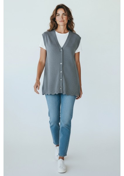 Kadın Önü Düğmeli Cepli Kalın Kışlık Kısa Yelek Mersa5 fırsatları