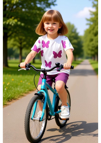 Kız Çocuk Regular Kalıp Pamuklu Kelebek Desenli Günlük Kısa Kollu Üst ve Şort Seti Kaliteli modelleri