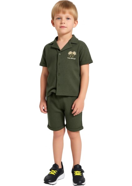 Erkek Çocuk Örme Dokulu Gömlek ve Şort Seti Yazın Enerjisi ve Rahatlığı Bir Arada Kaliteli