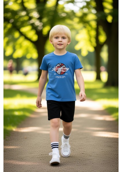 Genç Erkek Pamuklu Spor Kısa Kollu Üst ve Şort Takım Seti Kaliteli Şık Rahat Günlük fırsatları