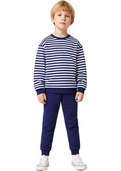 Çocuklar Için Konforlu Regular Fit Çizgili Örme Pijama Takımı Kaliteli Şık Rahat