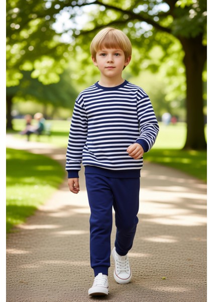 Çocuklar Için Konforlu Regular Fit Çizgili Örme Pijama Takımı Kaliteli Şık Rahat fırsatları