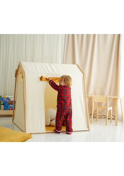 Montessori Ahşap Çocuk Oyun Çadırı - Oyun Evi