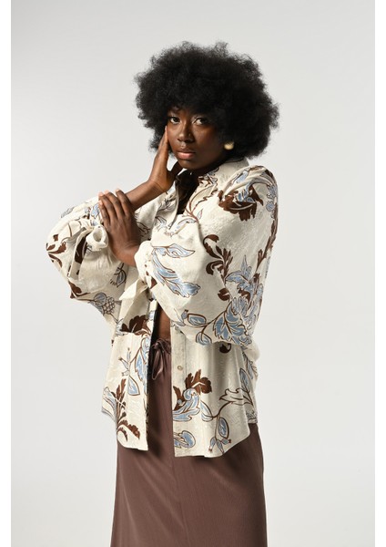 Kadın Yarasa Kol Desenli Oversize Kesim Gömlek fiyatları