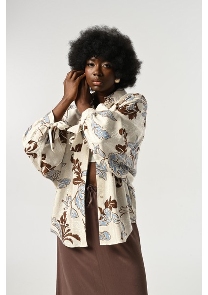 Kadın Yarasa Kol Desenli Oversize Kesim Gömlek modelleri