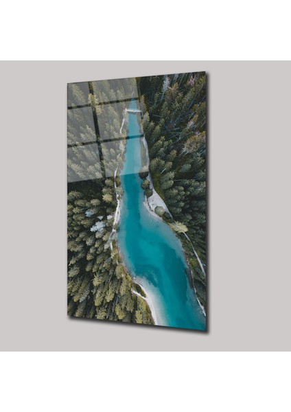 Nehir ve Orman Manzarası - Cam Tablo - DEG0107