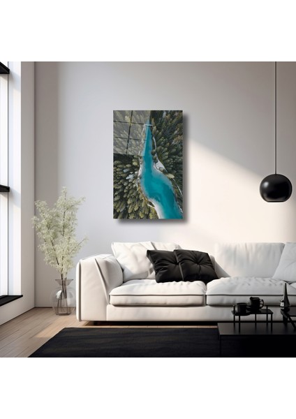 Nehir ve Orman Manzarası - Cam Tablo - DEG0107 fırsatları