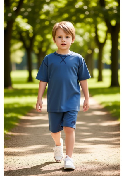 Erkek Çocuk Pamuklu Süprem T Shirt ve Şort Seti Kaliteli Şık Rahat Günlük fırsatları