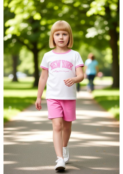 Genç Kızlar Için %100 Pamuklu Slogan Detaylı Kısa Kol Üst ve Şort Seti Kaliteli Şık Rahat fırsatları