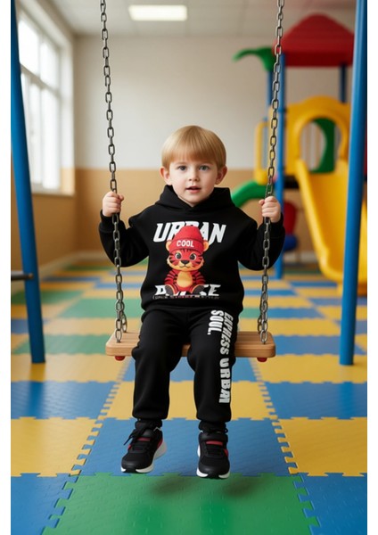 Erkek Çocuk Kapüşonlu Sweatshirt ve Eşofman Altı Kaplan Figürlü Şık Takım Kaliteli Şık Rahat fiyatları