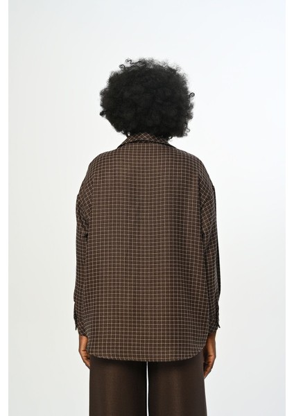 Kadın Kare Desenli Simli Çift Cepli Gömlek indirimleri