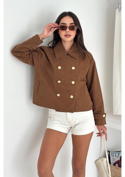 Düğme Detaylı Yağmur Gabardin Ceket Kahverengi fiyatları