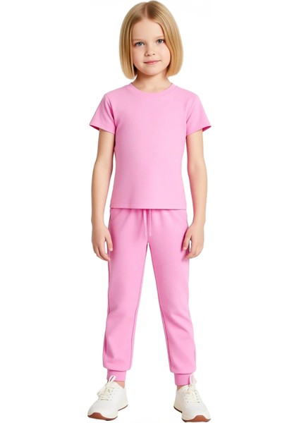 Kız Çocuk Rahat Kesim Tişört ve Geniş Paça Pantolon Seti Kaliteli Şık Rahat Günlük