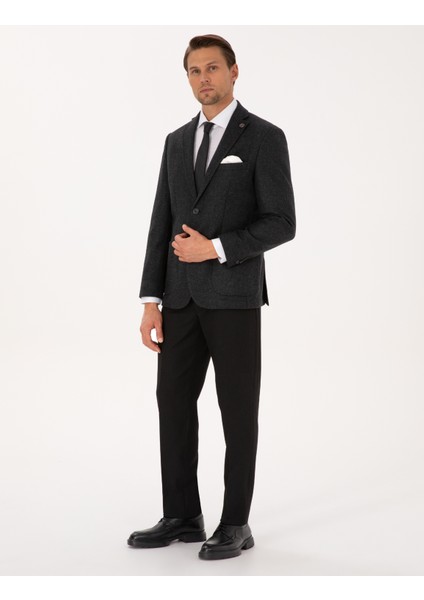 Erkek Antrasit Slim Fit Yün Karışımlı Balıksırtı Ceket 50311215-VR006 fırsatları