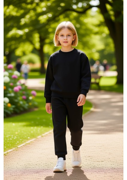 Genç Kızlar Için Şardonlu Pamuklu Regular Fit Sweatshirt ve Eşofman Altı Takımı Kaliteli Şık fırsatları